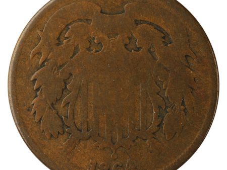 1864 Large Motto USA 2-cents About Good (AG-3) For Cheap