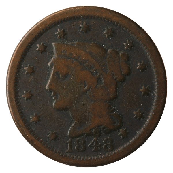 1848 USA Cent VG-F (VG-10) Cheap