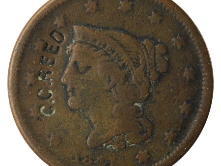 1841 USA Cent Fine (F-12) C.C. Reed Counterstamped $ Cheap